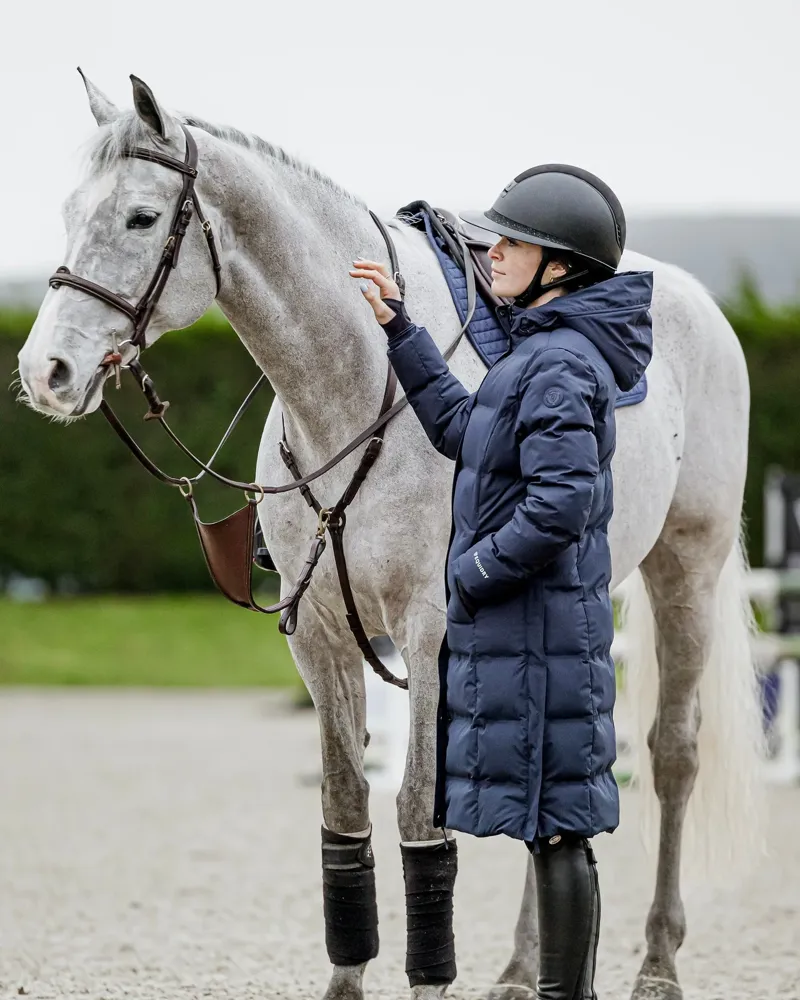 Equidry Thora Waterproof Puffer Long Riding Coat Navy-2