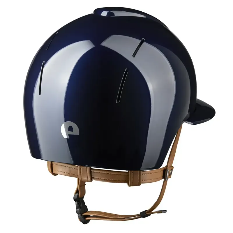 KEP Nova Smart Metal Polish Blue Beige Strap Riding Helmet - Polo Visor -1