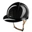 KEP Nova Smart Metal Polish Black Beige Strap Riding Helmet - Polo Visor 