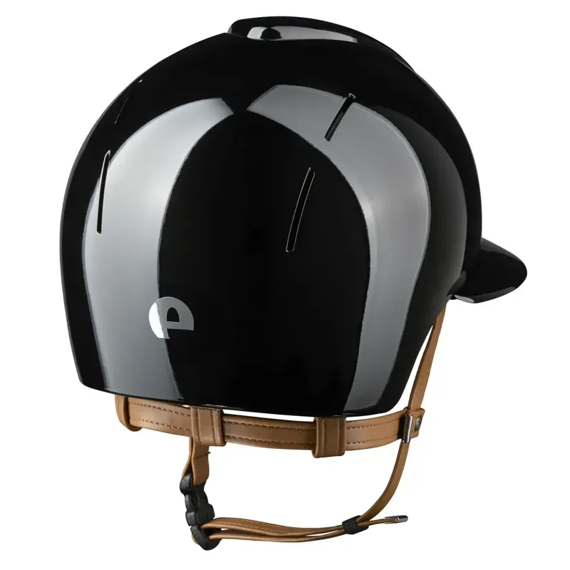 KEP Smart Nova Metal Polish Black Beige Strap Riding Helmet-1