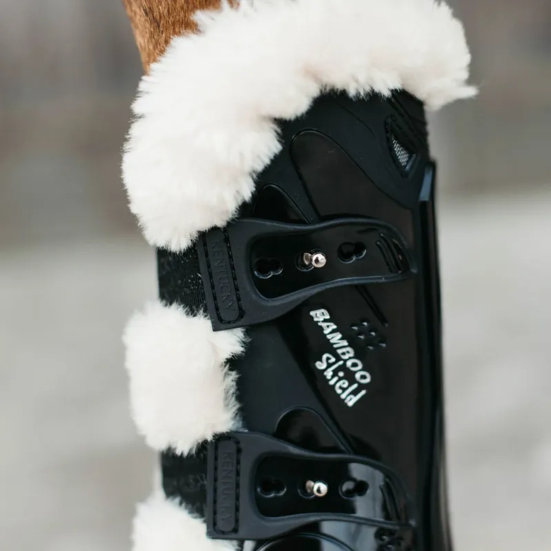 Kentucky Horsewear Vegan Sheepskin Tendon Boot Bamboo Shield Elastic Black-1