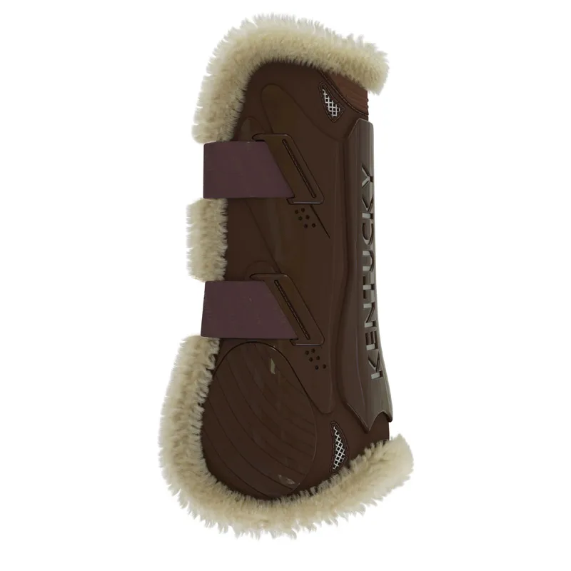 Kentucky Horsewear Vegan Sheepskin Tendon Boot Bamboo Shield Elastic Brown-4