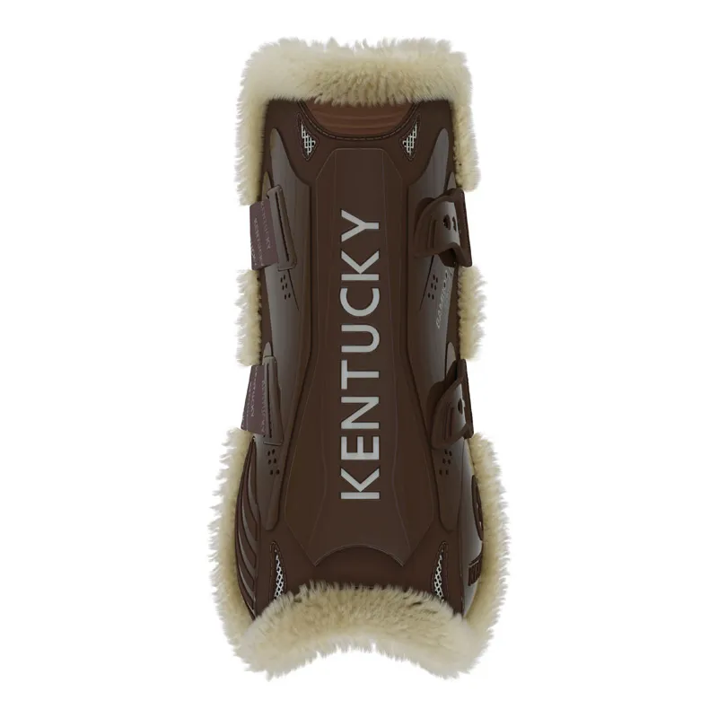 Kentucky Horsewear Vegan Sheepskin Tendon Boot Bamboo Shield Elastic Brown-5