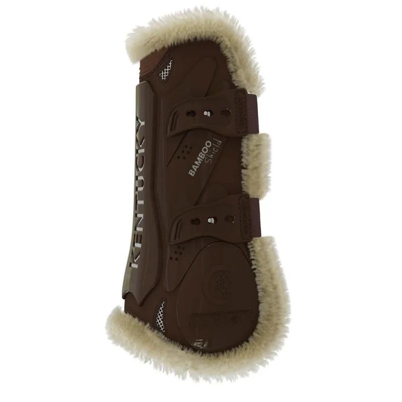 Kentucky Horsewear Vegan Sheepskin Tendon Boot Bamboo Shield Elastic Brown-3