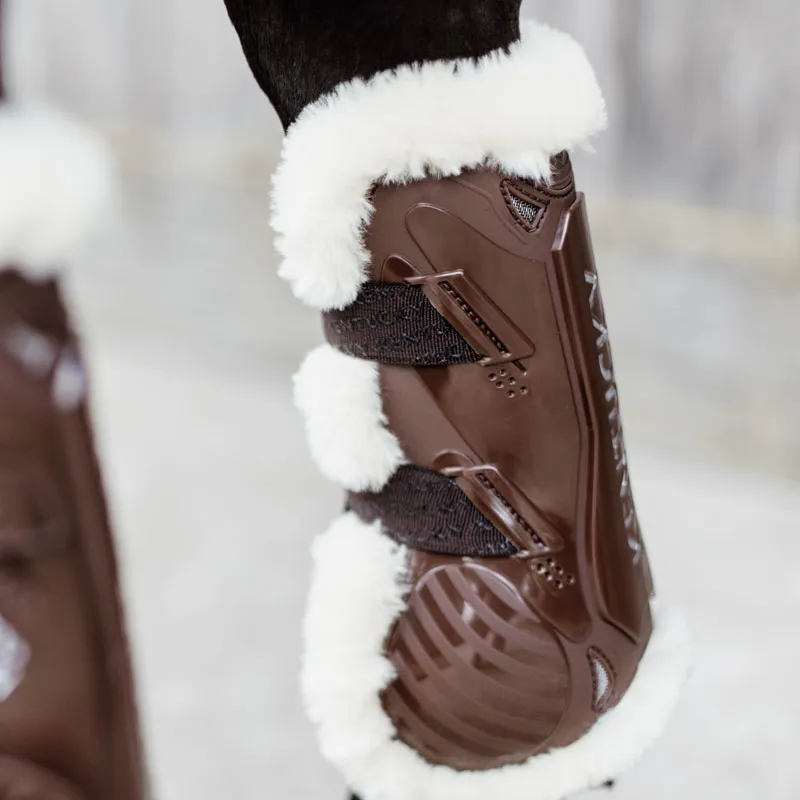 Kentucky Horsewear Vegan Sheepskin Tendon Boot Bamboo Shield Elastic Brown-1