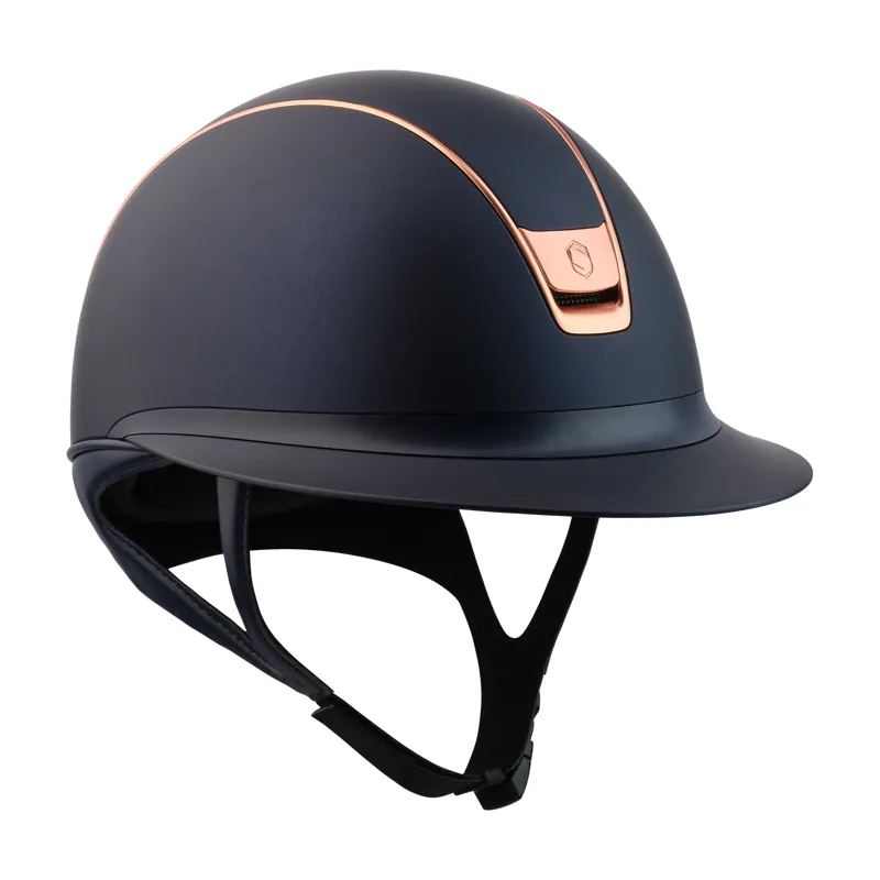 Samshield MissShield V2 Riding Hat Shadowmatt Blue Rose Gold Trim and Blazon