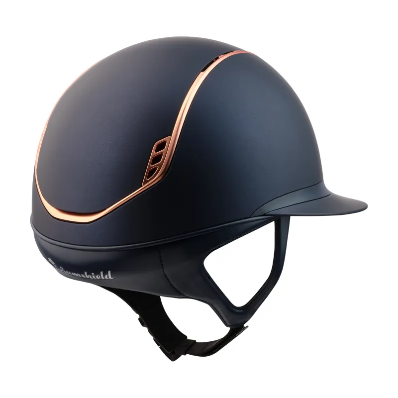 Samshield MissShield V2 Riding Hat Shadowmatt Blue Rose Gold Trim and Blazon-1