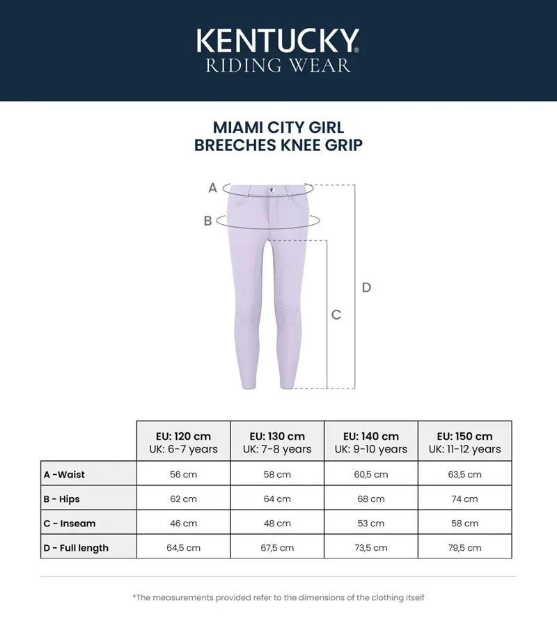 Kentucky Horsewear Miami City Girls Breeches Knee Grip Light Purple-2