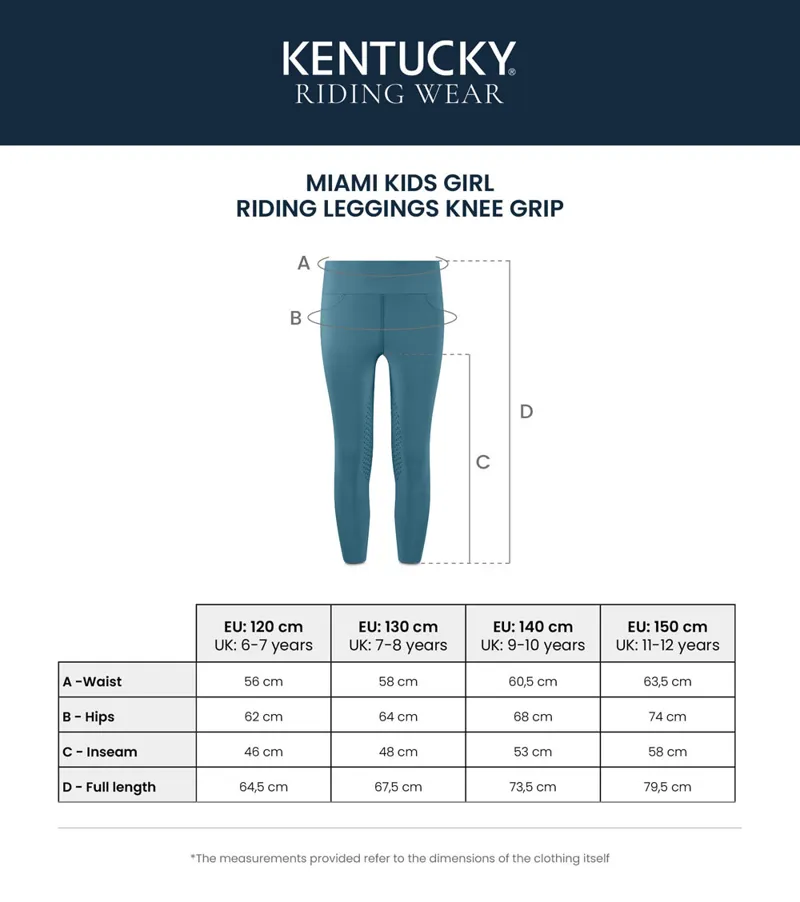 Kentucky Horsewear Miami Girls Riding Leggings Knee Grip Emerald-1