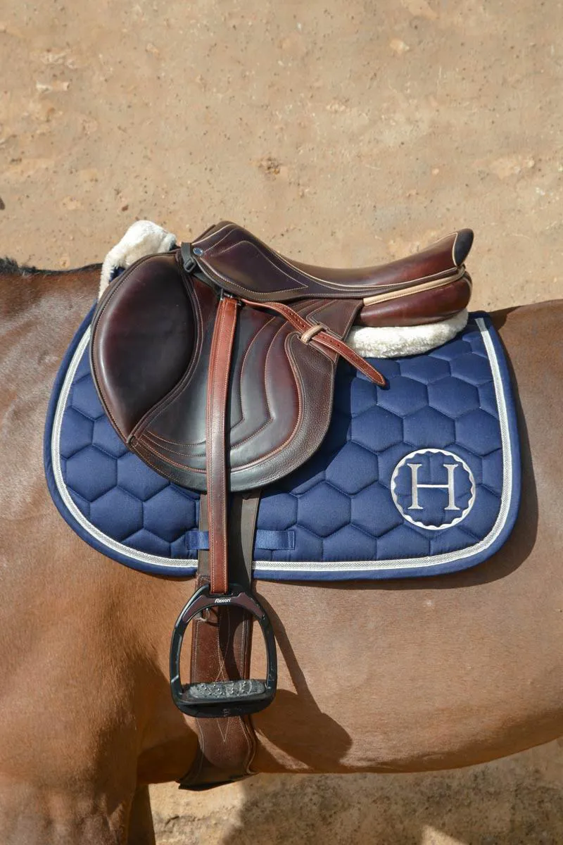 Harcour PACK Saddy Saddle Pad and Fly Veil Dressage Navy-1