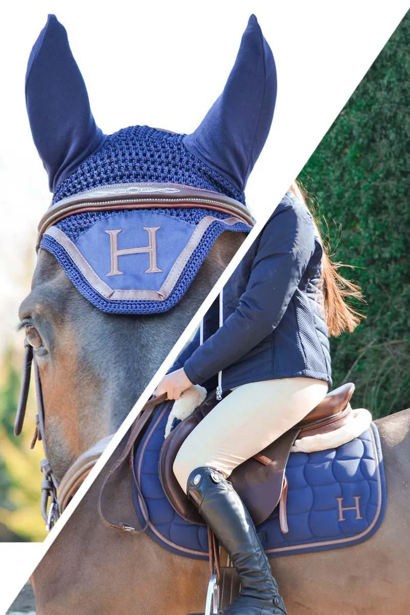Harcour PACK Saddy Saddle Pad and Fly Veil Dressage Navy