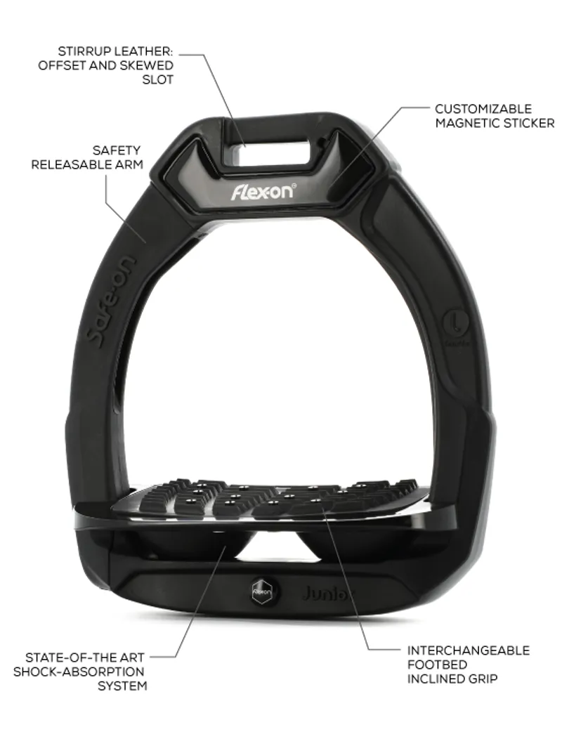 Flex-On Safe On Junior Safety Stirrup Black/Black/White-2