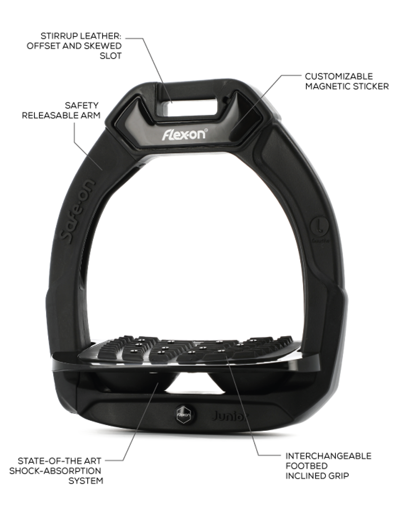 Flex-On Safe On Junior Safety Stirrup Black/Black/Pink-1