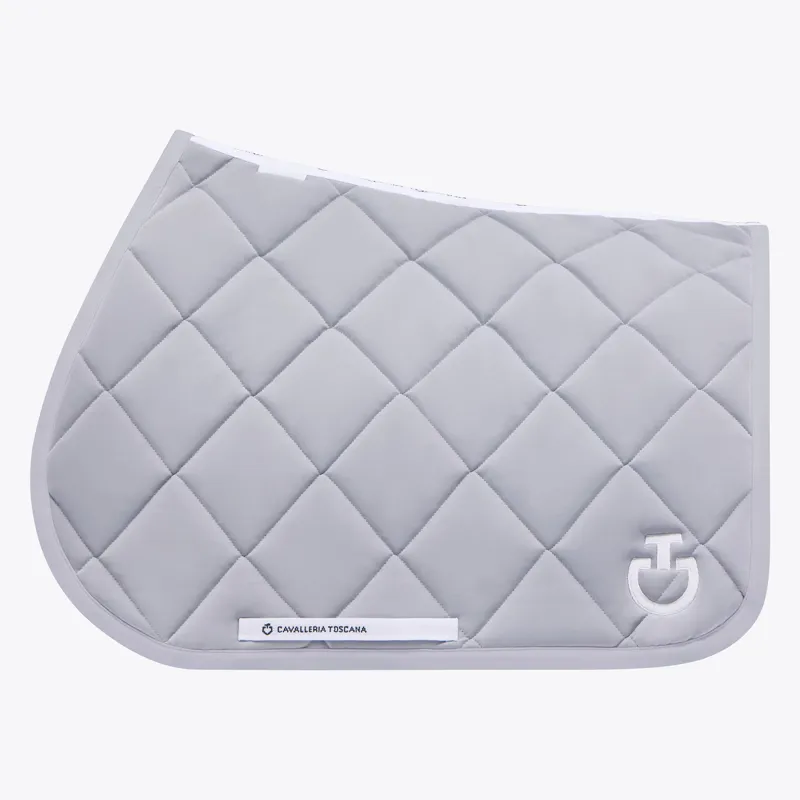 Cavalleria Toscana Diamond Quilted Jersey Show Jump Saddle Pad Light Grey Full