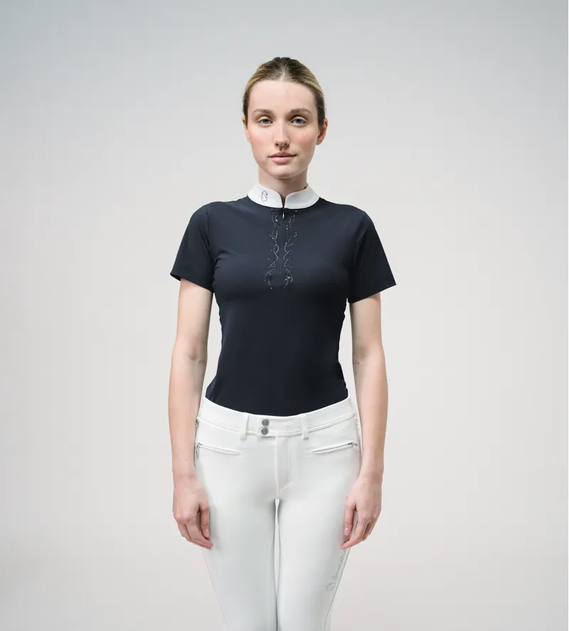 Samshield Loise Crystal Leaf Competition Shirt Navy-2