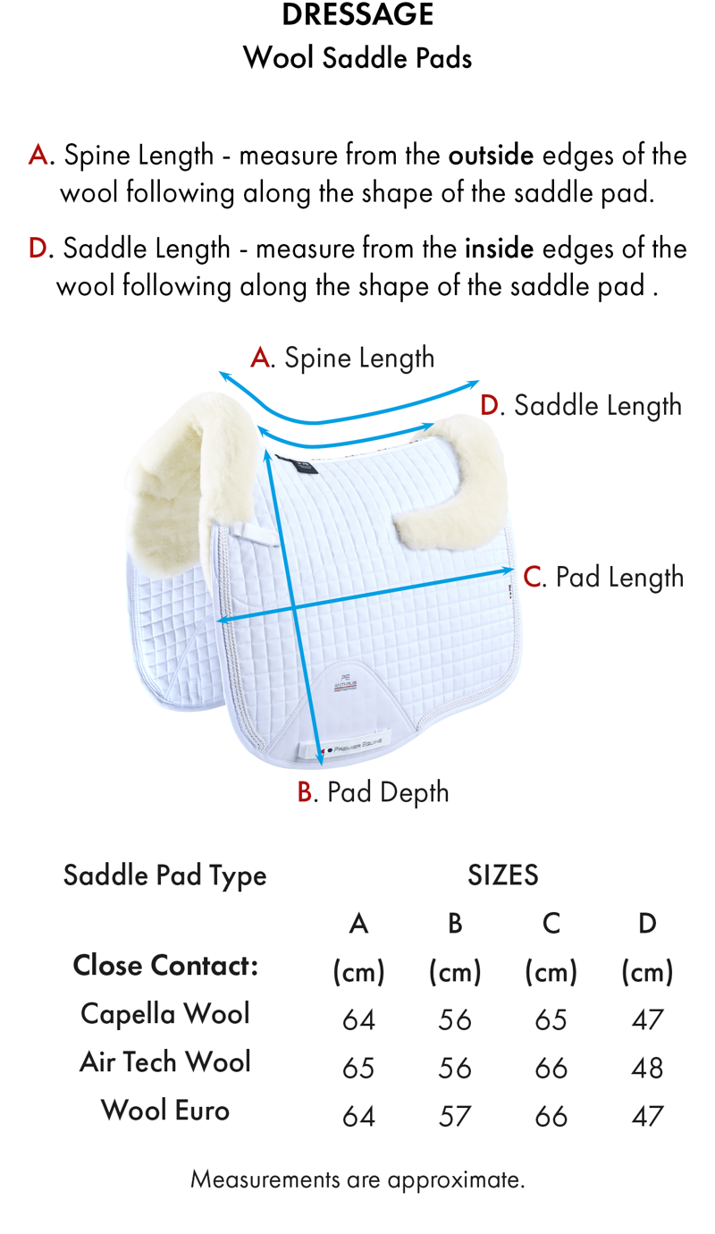 Premier Equine Close Contact Merino Wool European Saddle Pad Dressage Square White/Natural-6