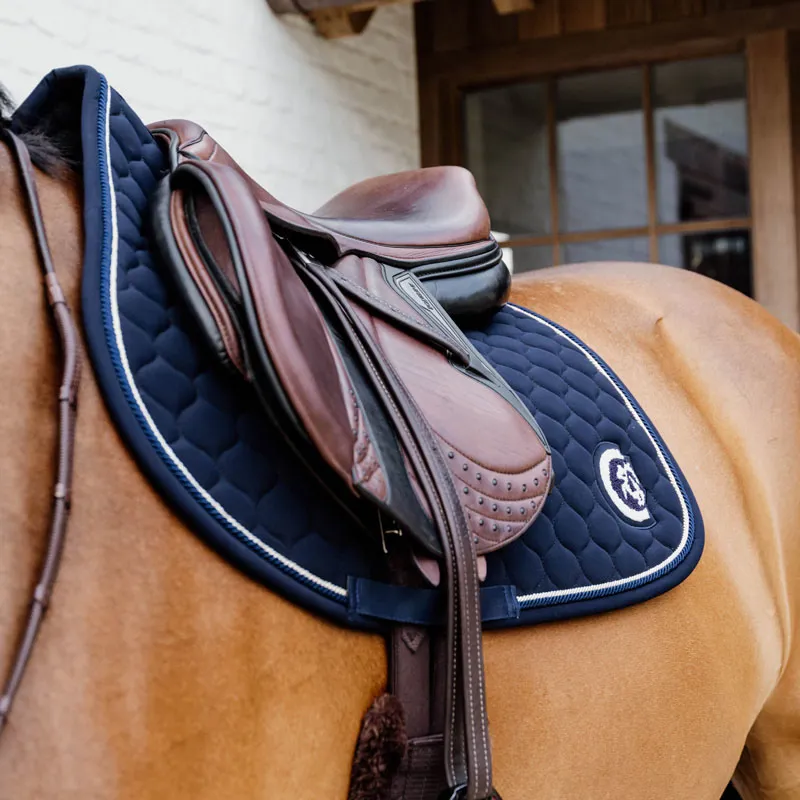 Kentucky Horsewear Saddle Pad Onion Quilt 3D Logo Fuchsia Show jump Navy-1