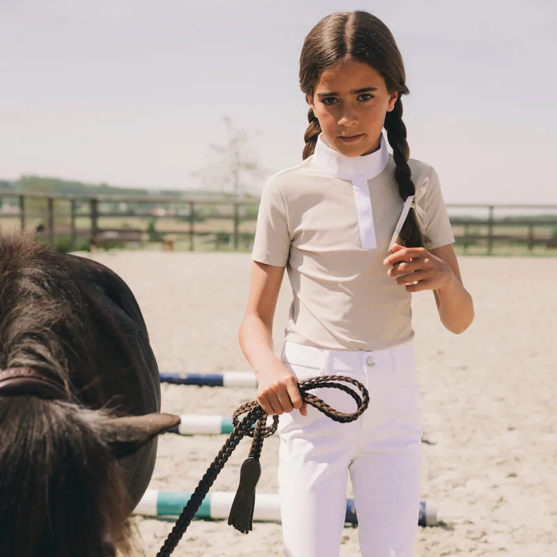 Kentucky Horsewear Tokyo Kids Girls Show Shirt Short Sleeve Beige
