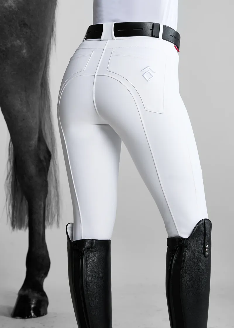 Aztec Diamond White Core Mid-Rise Breeches Knee Grip