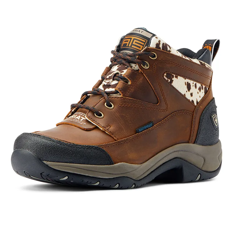 Ariat Terrain H20 Ladies Boots - Brown/Speckled Cow Print