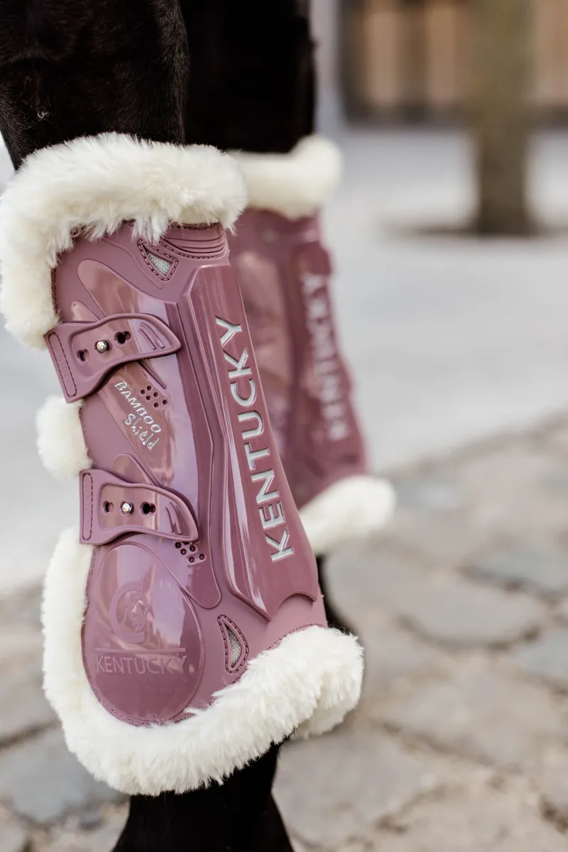Kentucky Horsewear Vegan Sheepskin Tendon Boot Bamboo Shield Elastic Old Rose-2