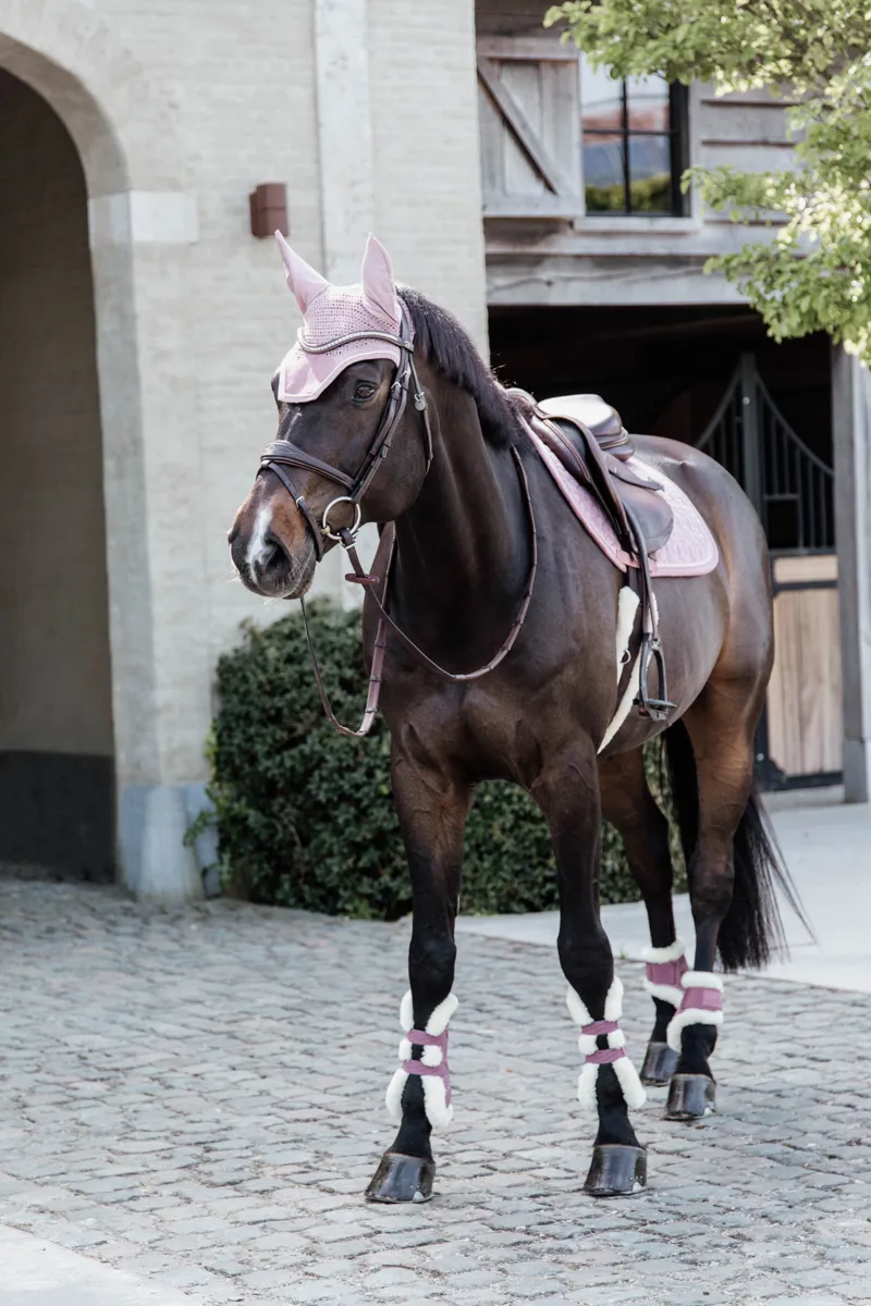 Kentucky Horsewear Vegan Sheepskin Tendon Boot Bamboo Shield Elastic Old Rose-4