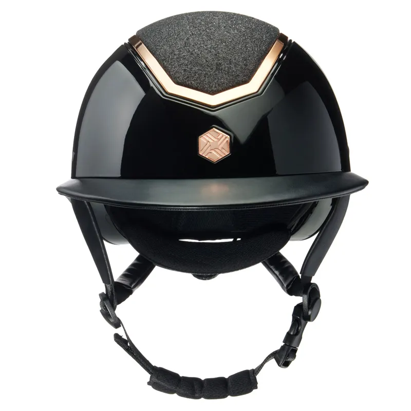 EQX Kylo Sparkly Wide Peak Riding Hat Black Gloss/Rose Gold-1