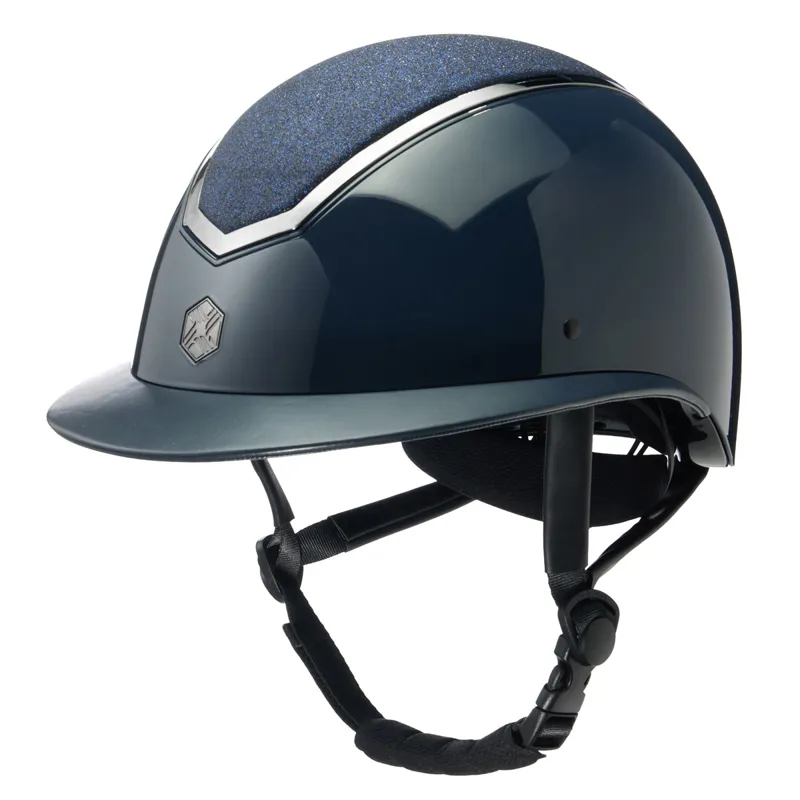 EQX Kylo Sparkly Wide Peak Riding Hat Navy Gloss/Pewter