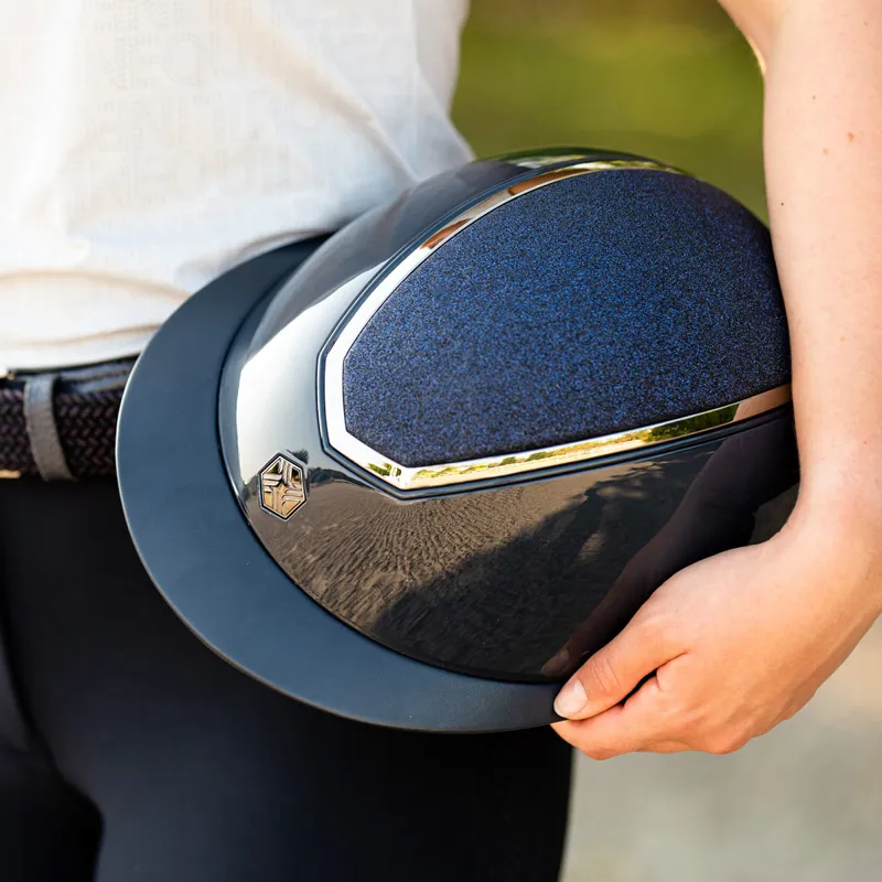 EQX Kylo Sparkly Wide Peak Riding Hat Navy Gloss/Pewter-5