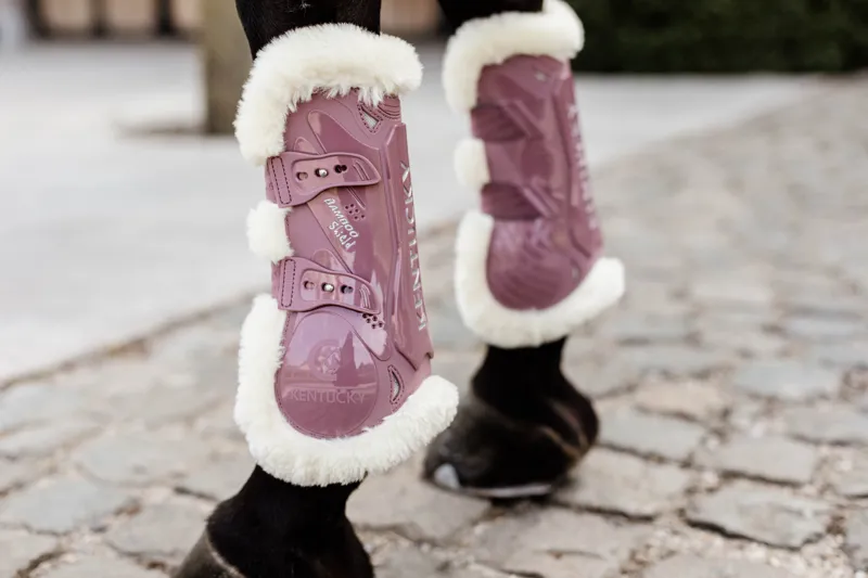 Kentucky Horsewear Vegan Sheepskin Tendon Boot Bamboo Shield Elastic Old Rose