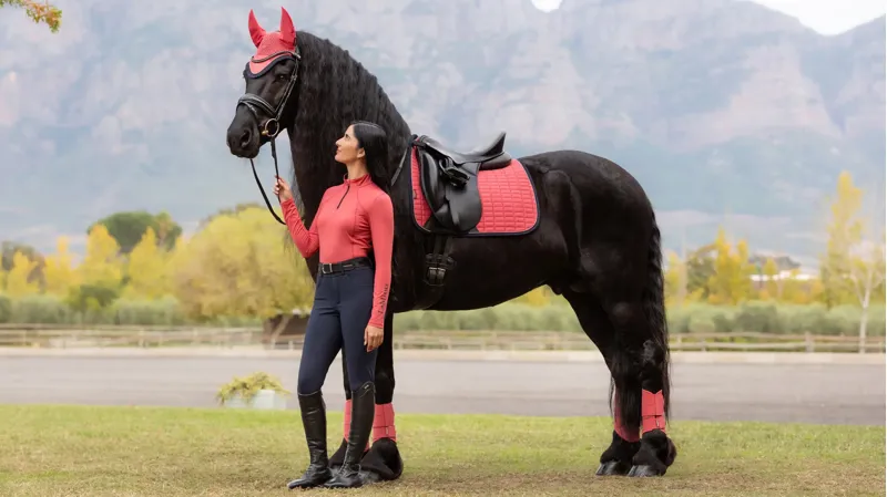 LeMieux Suede Dressage Square - Cranberry-1