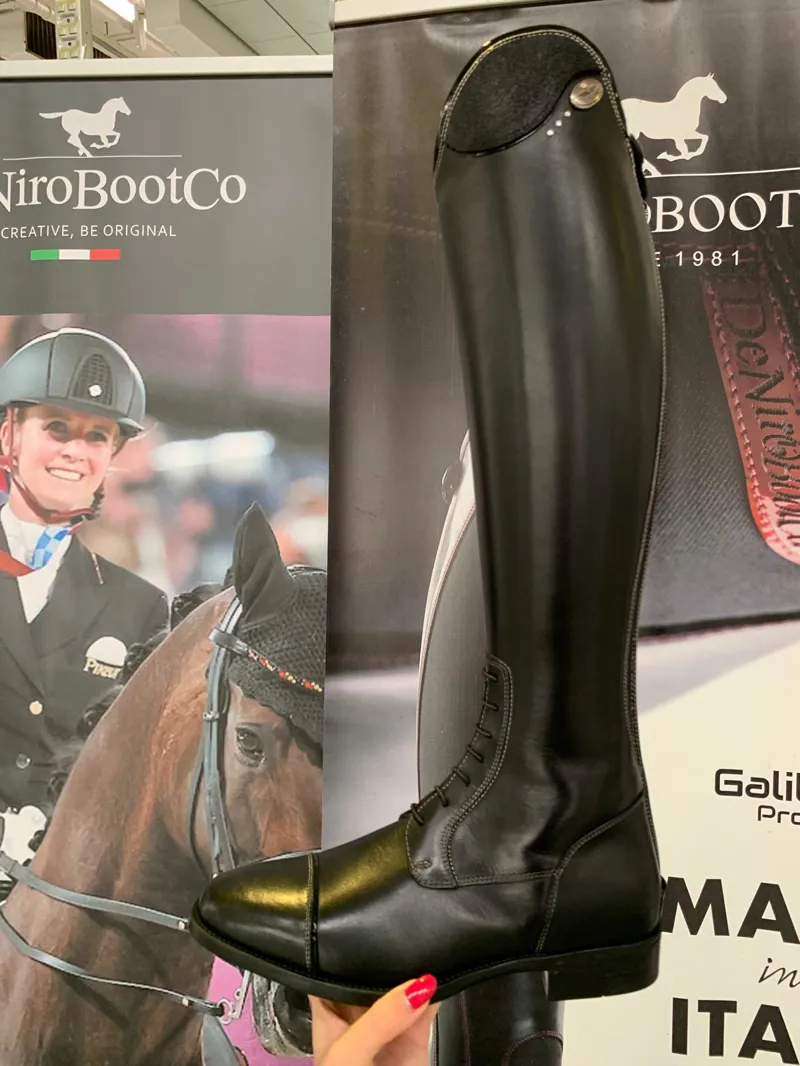 DeNiro Salentino/02 Riding Boot Laced Smooth Leather Glitter Black