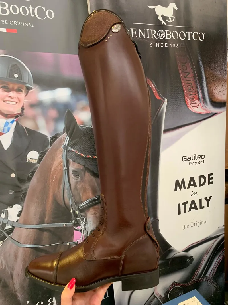 DeNiro Salentino/02 Riding Boot Laced Smooth Leather Brown Glitter Brown