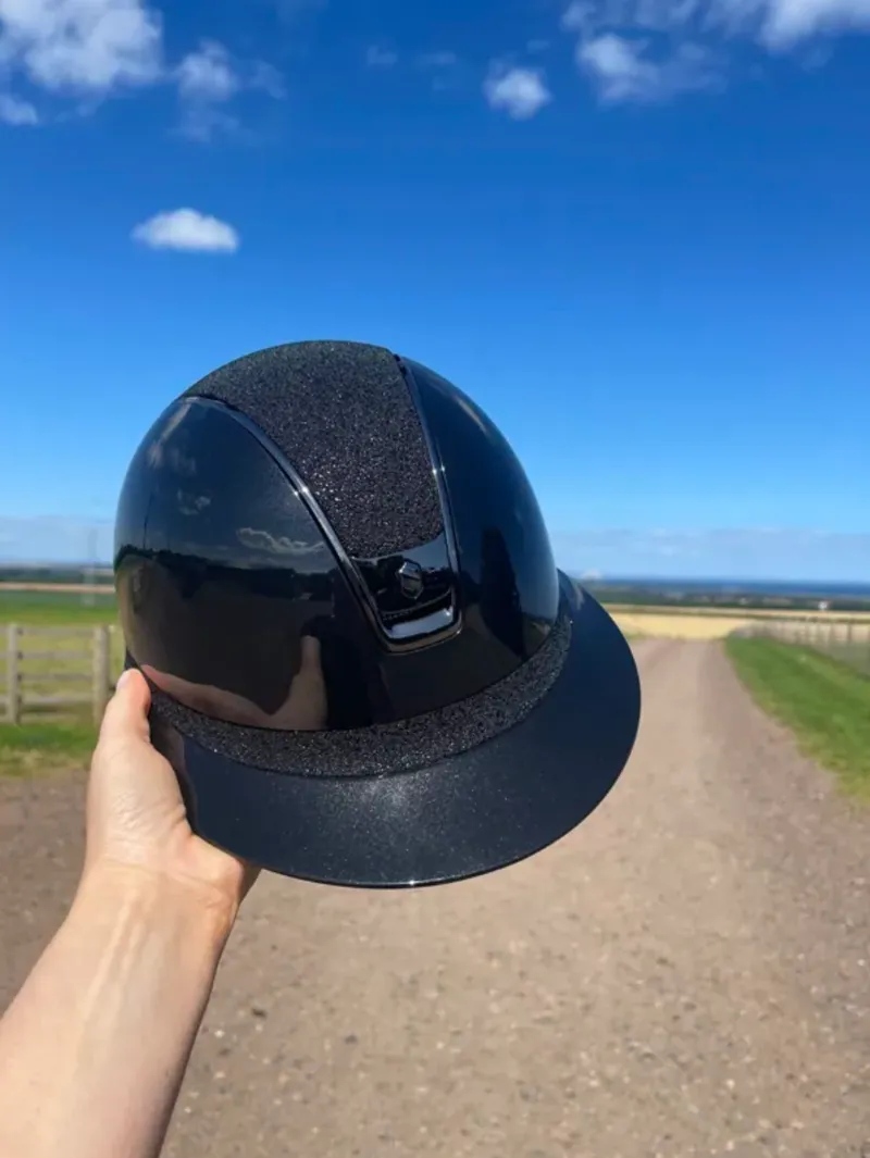 Samshield Missshield V2 Glossy Black Swarovski Crystal Fabric Top and Band Black Chrome Trim 