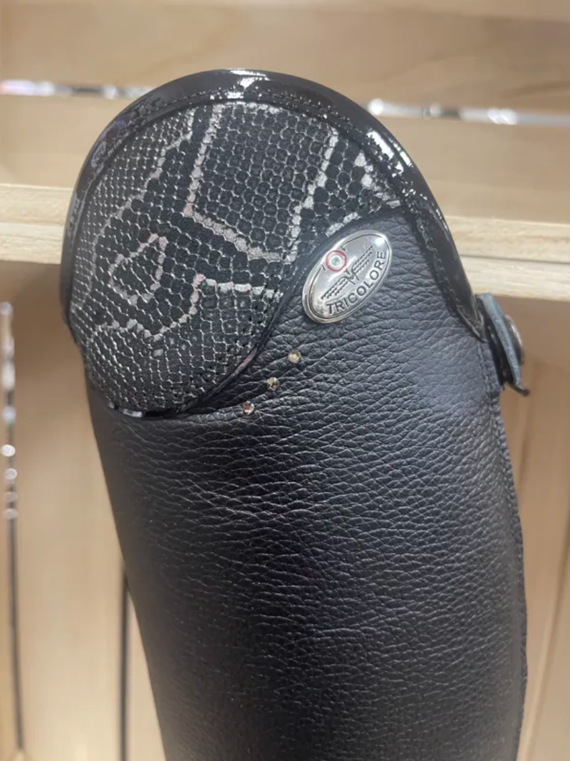 DeNiro Salentino/02 Riding Boot Laced Quick Leather Black with Regal Silver Top-1