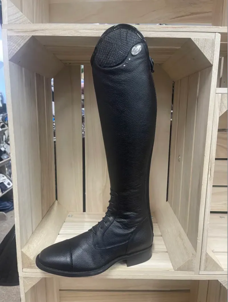 DeNiro Salentino/02 Riding Boot Laced Quick Black Leather Black Regal Top 