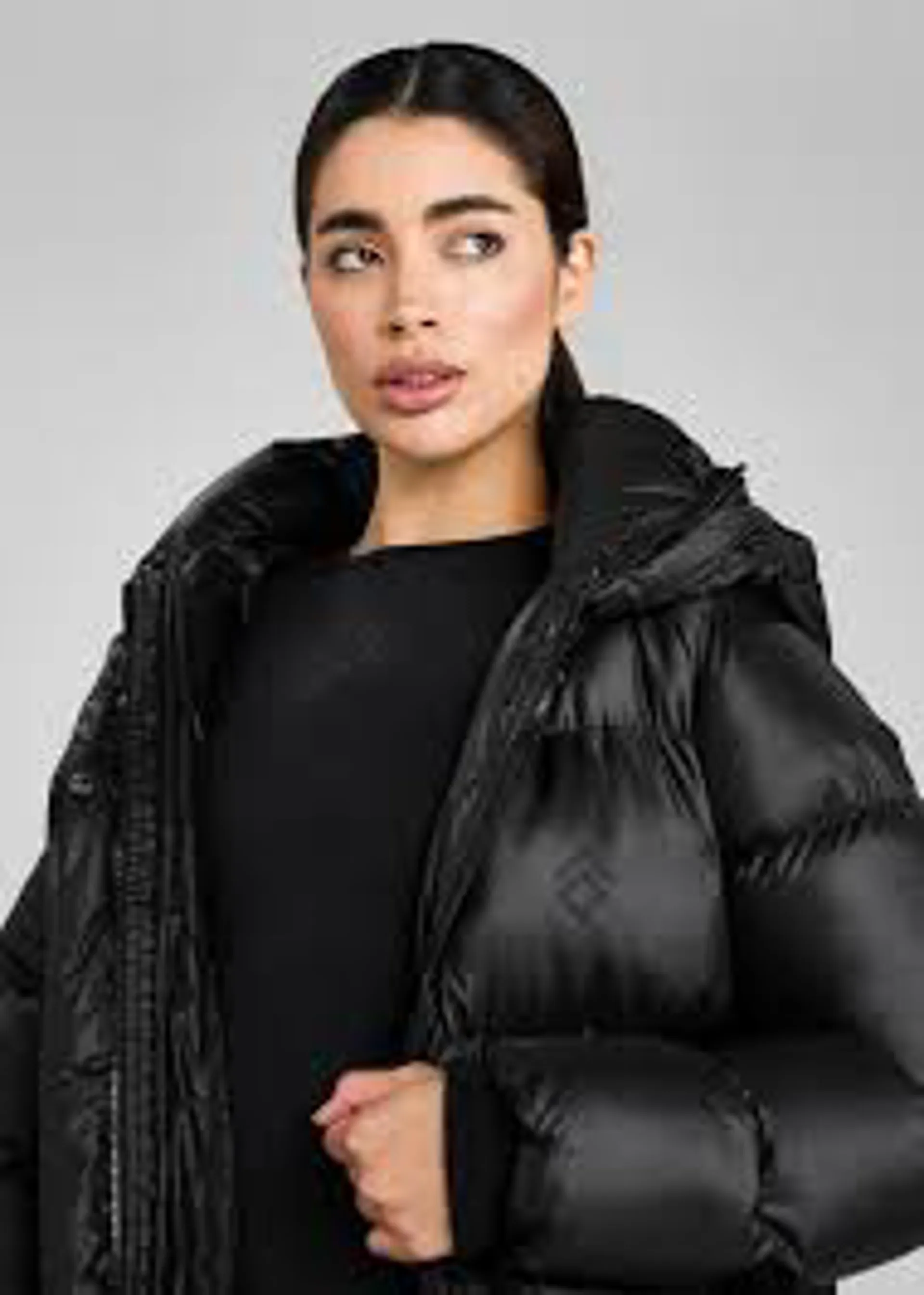 Aztec Diamond Black Heavy Quilted Long Puffer Coat