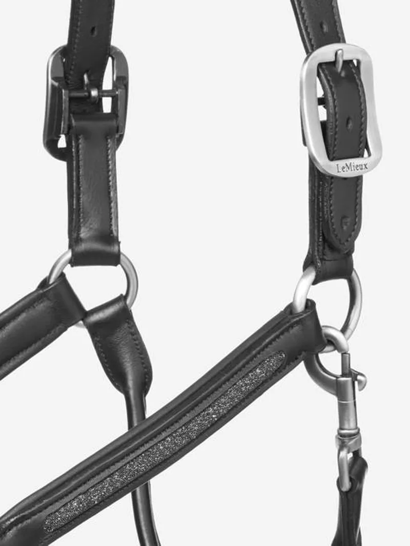 LeMieux Leather Crystal Headcollar Black-2