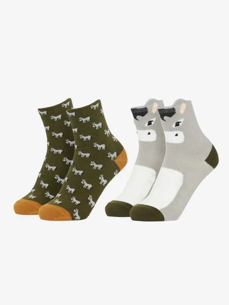 LeMieux Mini Character Socks 2 Pack Donkey