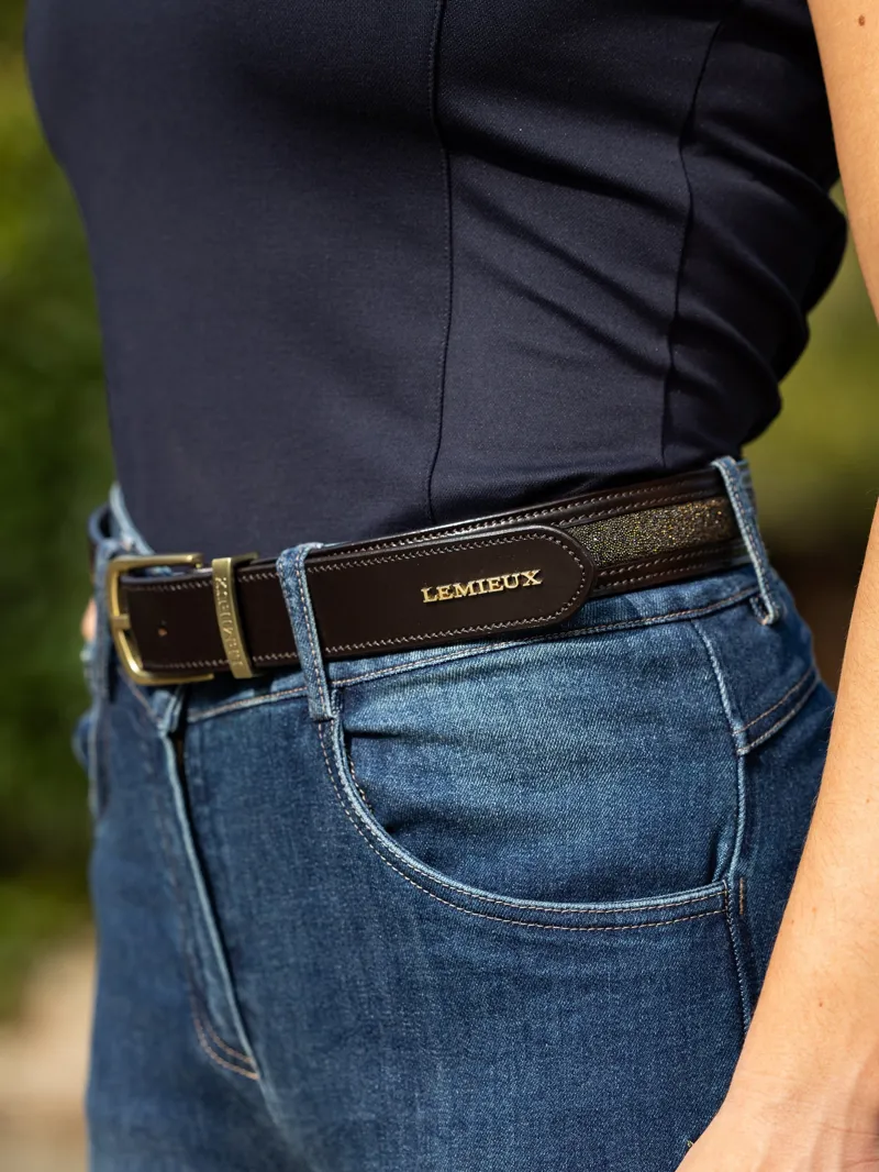 LeMieux Crystal Insert Belt - Brown-3