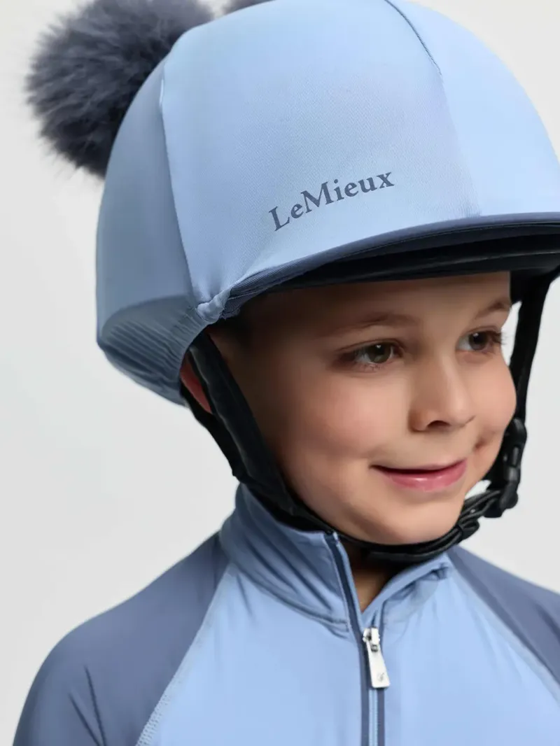 LeMieux Mini Double Pom Hat Silk - Powder Blue-2