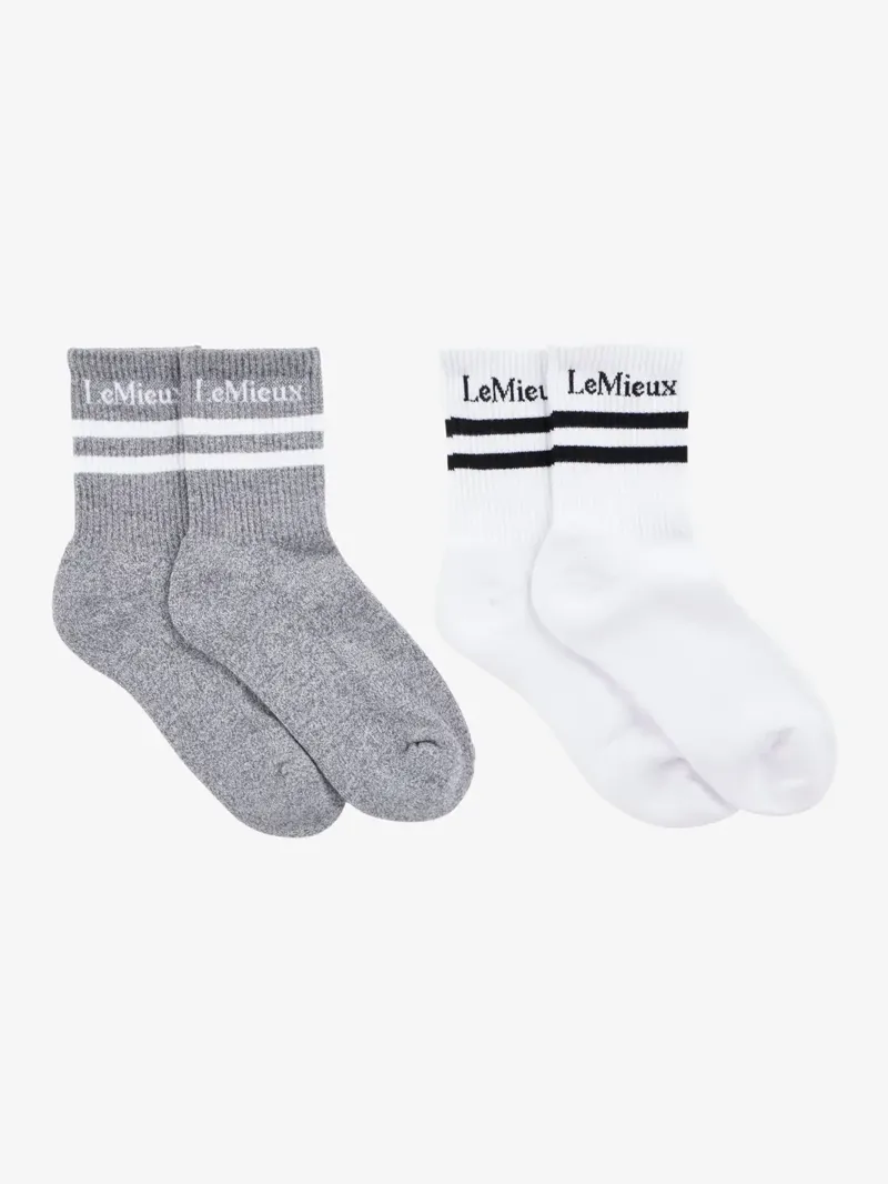 LeMieux Crew Sock 2 Pack White - Medium-1
