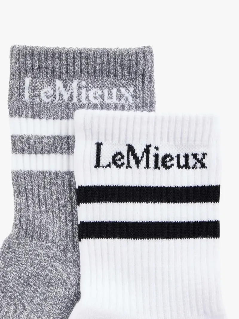 LeMieux Crew Sock 2 Pack White - Medium-2