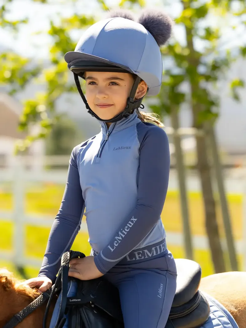 LeMieux Mini Double Pom Hat Silk - Powder Blue-3