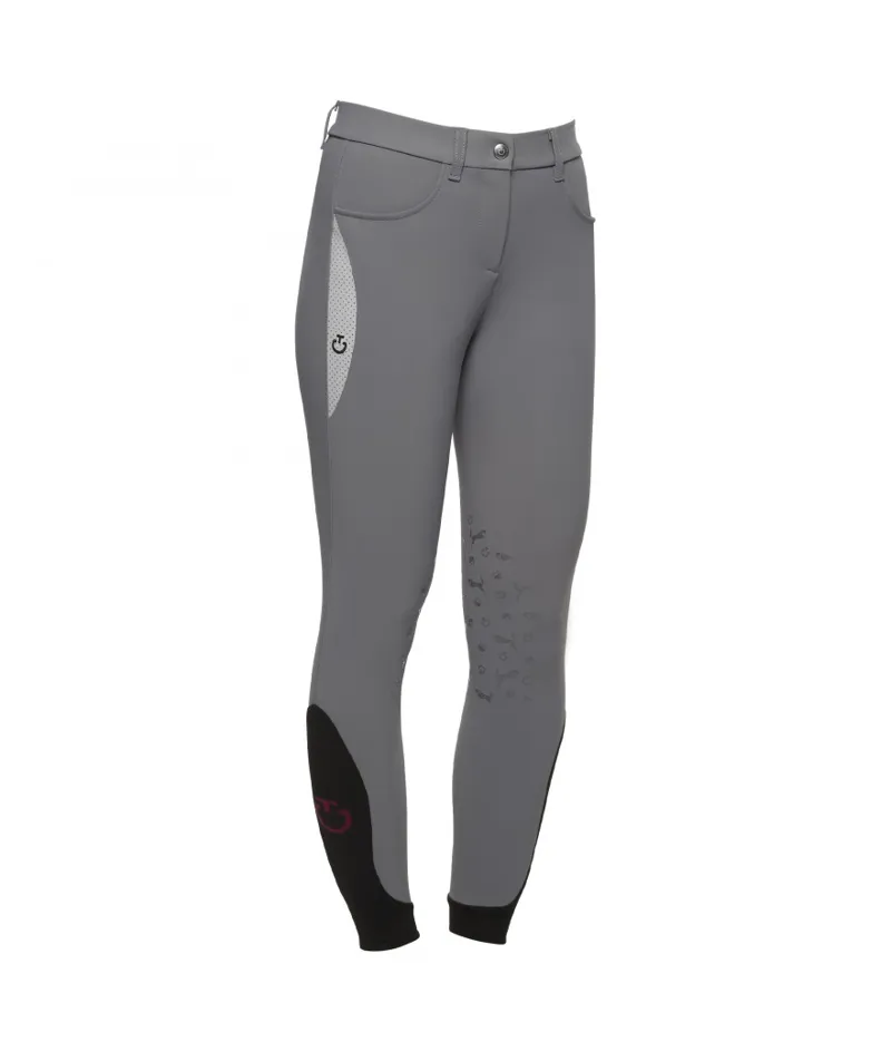 Cavalleria Toscana Girls Jersey perforated print breeches -Grey 