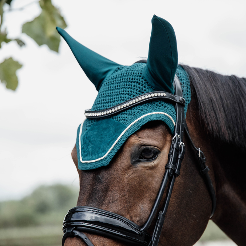 Kentucky Horsewear Velvet Well Fly Veil Emerald-1