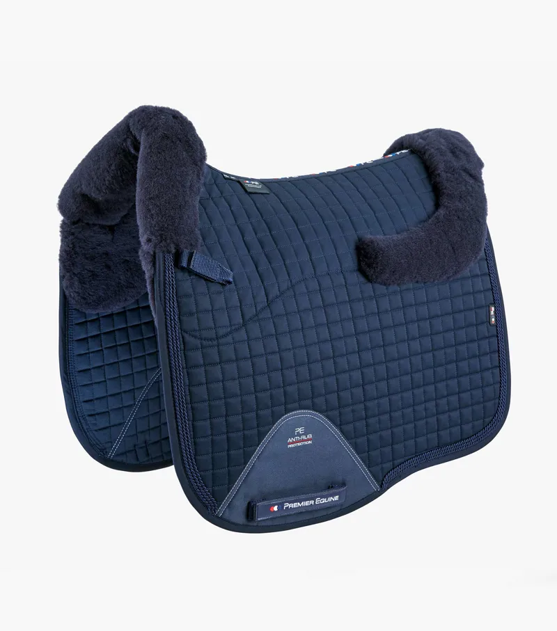 Premier Equine Close Contact Merino Wool European Saddle Pad Dressage Square Navy/Navy
