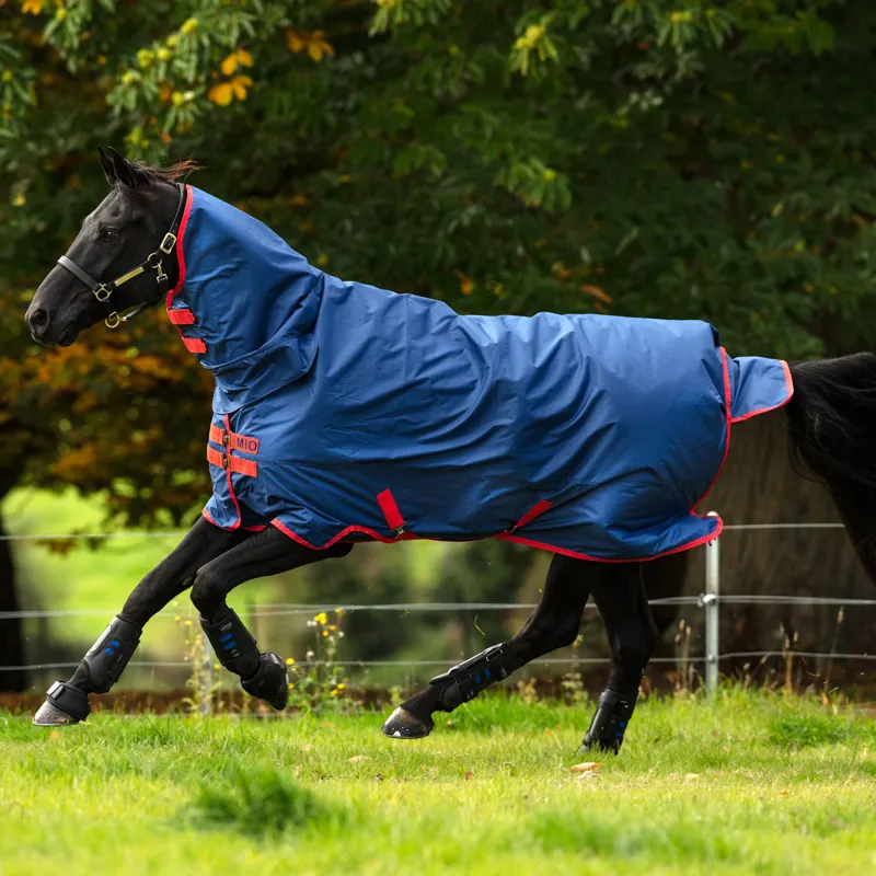 Mio All-In-One Lightweight 0g Turnout Rug Dark Blue/Red