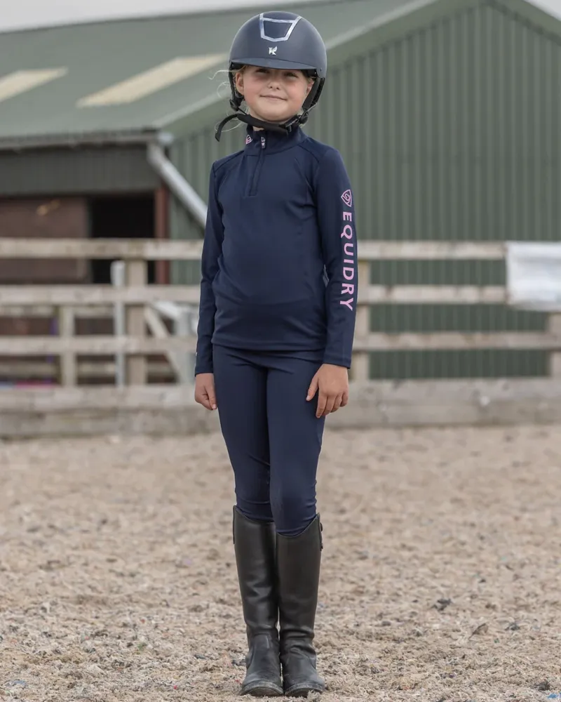 Equidry Water Repellent Leggings - Children's Navy/Pale Pink-1