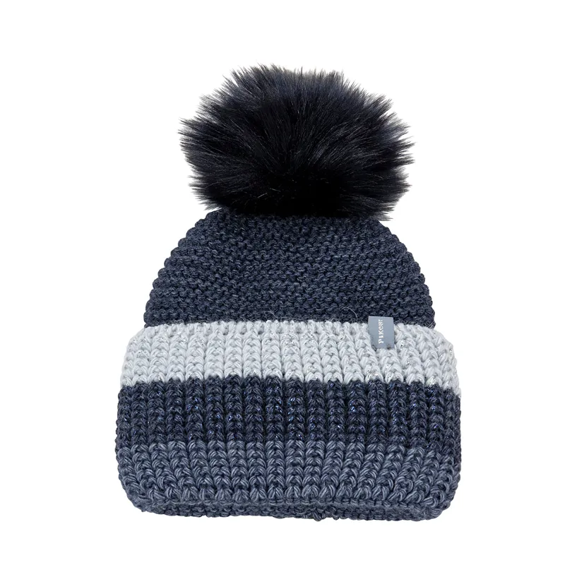 Pikeur Bobble Hat TriColour Navy/Dove Blue/Grey